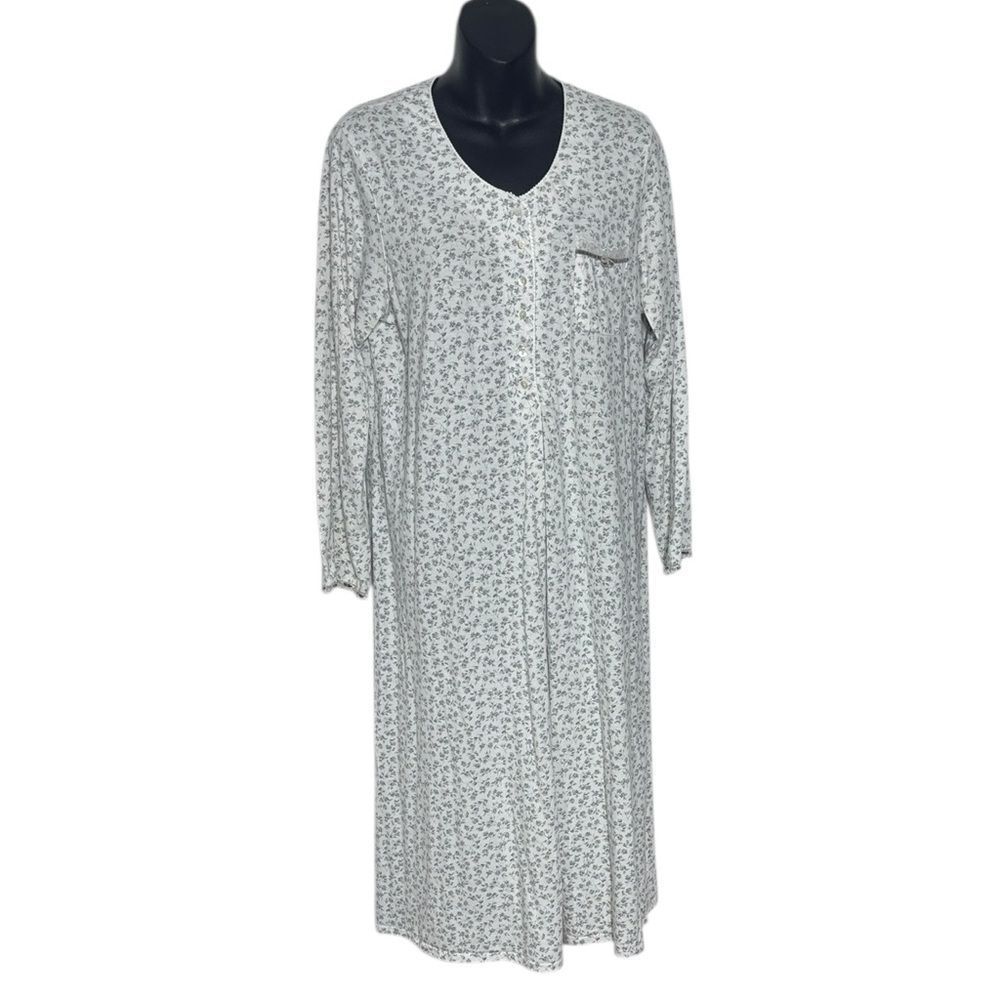 Eileen westβwomenβs medium floral nightgown lace trim buttons daintyβ feminine
